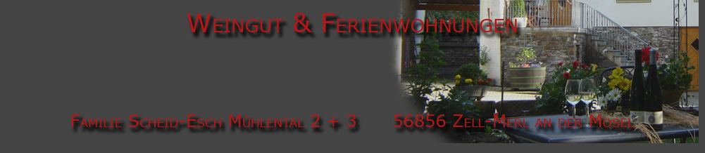 Zell-Merl/Mosel - Urlaub in einer **** Ferienwohnung . Unser Weingut Dreiherrenm&uuml;hle mit romantischem Ferienhaus steht in einer ruhigen Lage und ist umgeben von der herrlichen Natur.